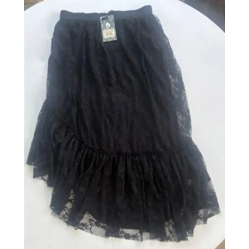 Chelsea and Violet Black Lace Asymmetrical Skirt NWT Medium